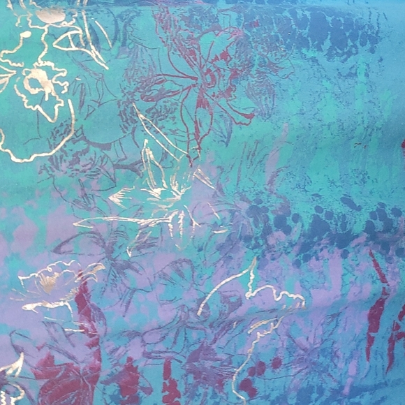 š3/$10 Gloria Vanderbilt Blue Cotton & Lace Blouse w/Elastic Ruffle Sleeves - Picture 3 of 13